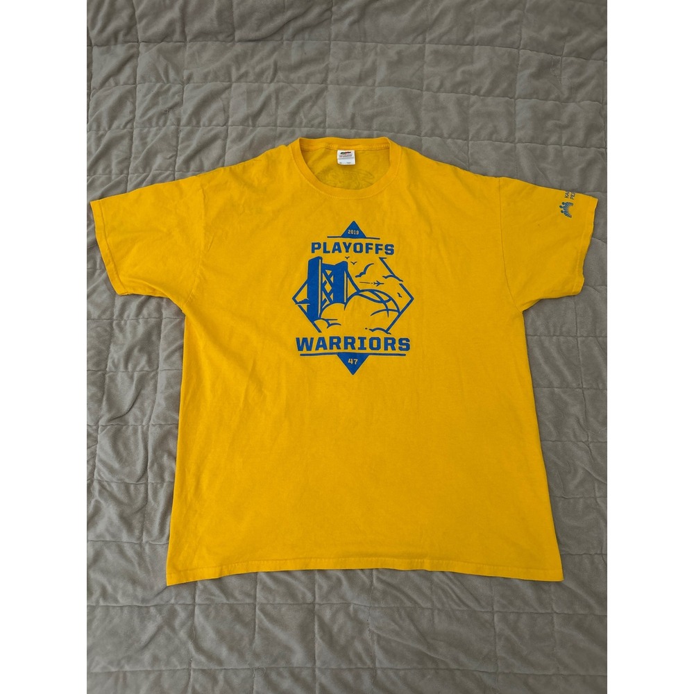 Golden State Warriors 2019 Playoffs T-Shirt Mens Yellow Strength In Numbers XL
